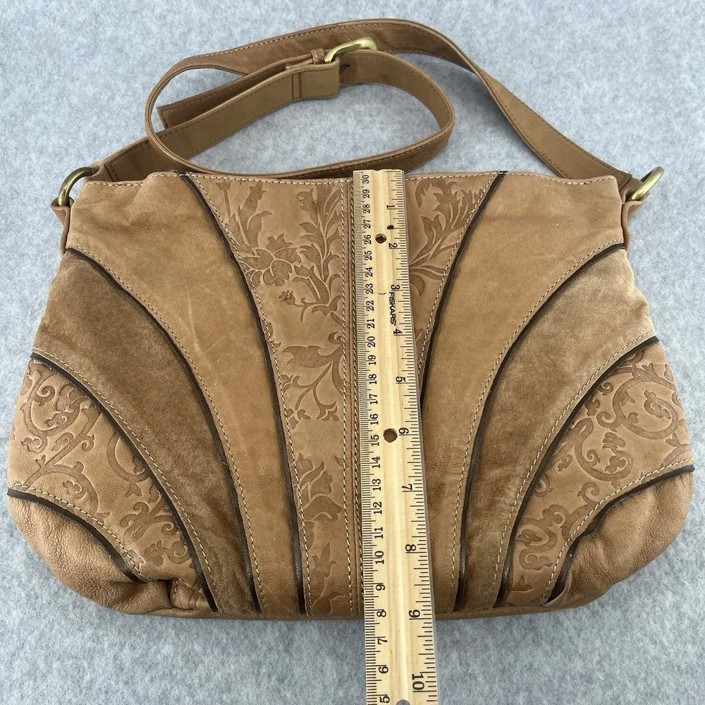 Genuine Tooled Leather Hobo Shoulder Bag Purse Caramel Brown Hippie St Johns Bay